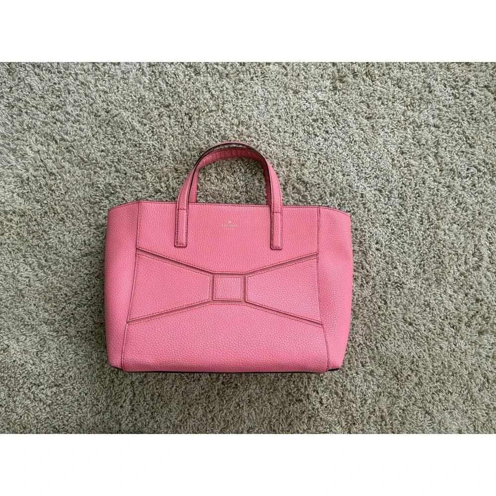 Kate Spade Bridge Place Francisca Tote Pink Flamingo Pebbled Leather Bow Accent